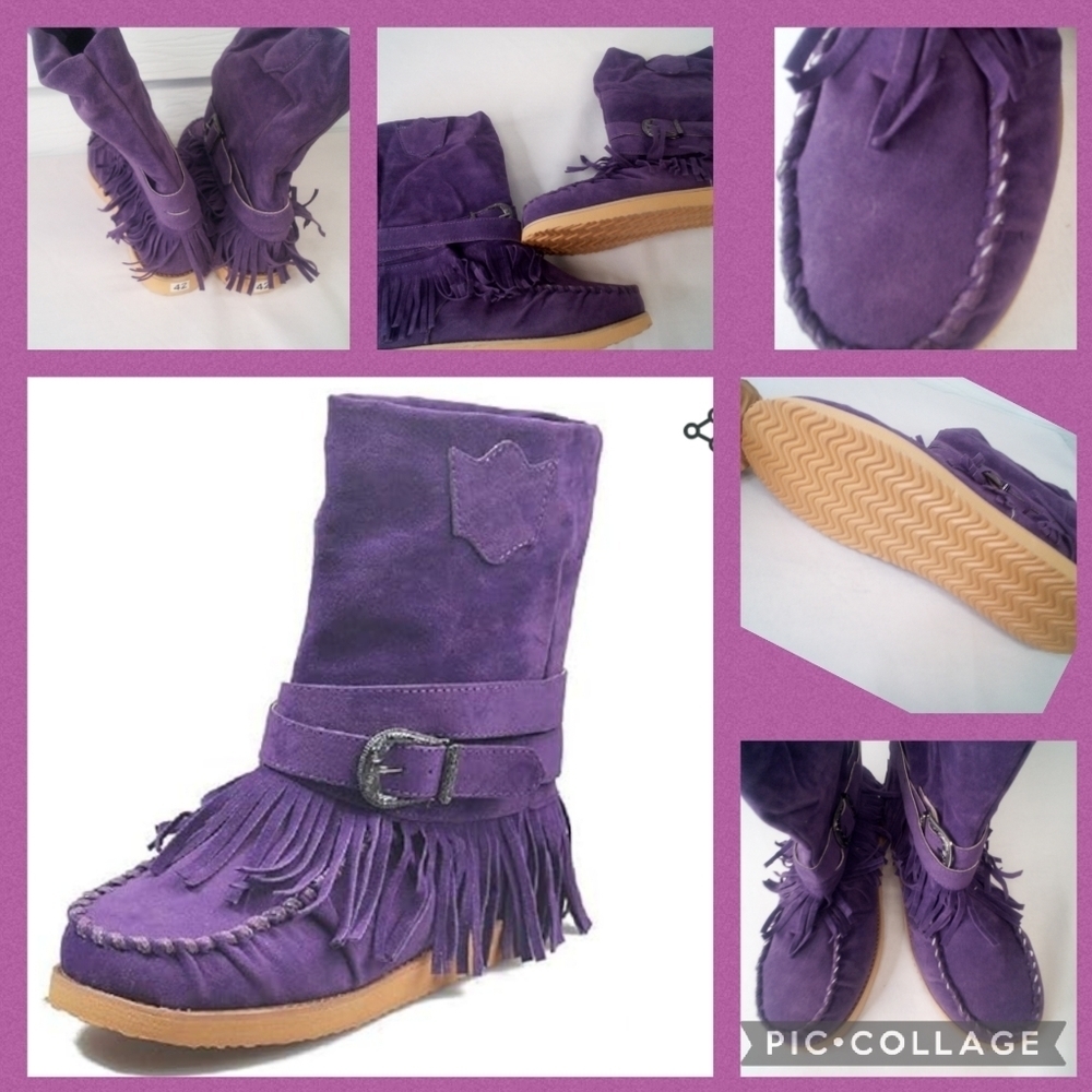 Purple imitation leather with rubber sole - Picture 3 of 4